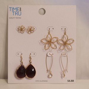 TIME AND TRU Set of Four Earrings